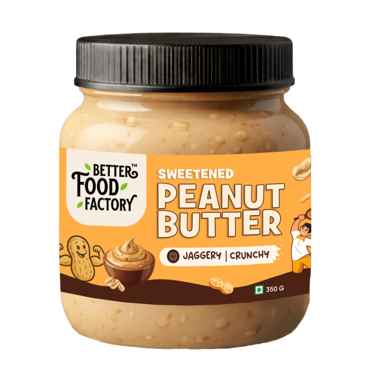 

Better Food Factory Sweetened Peanut Butter Crunchy 350 Gm | 23g Protein & 7.5g Fiber| High Protein| Naturally Sweetened|Zero Cholestrol & Transfat...