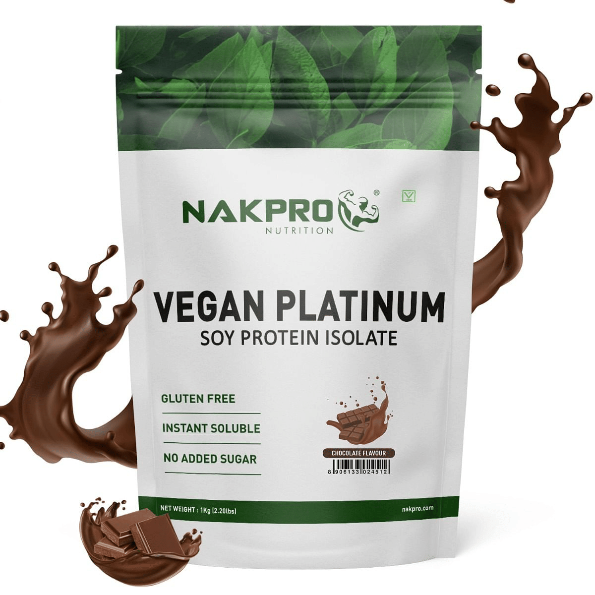 NAKPRO 100% Soy Protein Isolate, 1kg | 25.3g Protein, 4.6g BCAA | Natural Vegan Plant Protein Powder | Easy To Digest | All Essential Amino Acids for Muscle Gain and Recovery