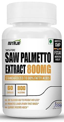 

NutriJa Saw Palmetto Extract 800MG (80% Fatty acid) - DHT Blocker | Support Hair Growth | Healthy Prostate (60 capsules)