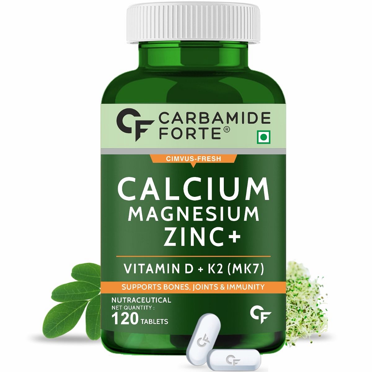 

Carbamide Forte Calcium Magnesium + Zinc | 120 Veg Tablets | Bones | Joints | Immunity | Women & Men