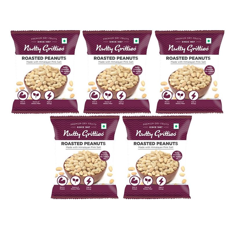 

Nutty Gritties Roasted Salted Peanuts with Himalayan Pink Salt- (Pack of 5 - 40g each ) - 200g