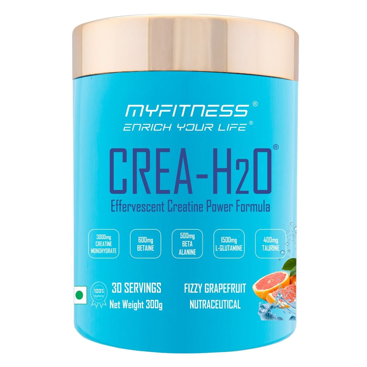 

MYFITNESS ® CREA-H2O Creatine Monohydrate 30 Servings| 3000mg Creatine Monohydrate|600mg Betaine|500mg Beta Alanine|500mg L-Glutamine|600mg Electr...