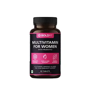 Boldfit Multivitamin For Women Tablets With Probiotics - 42 Vital Ingredients For Immunity, Hair, Skin, Energy & Bone Support