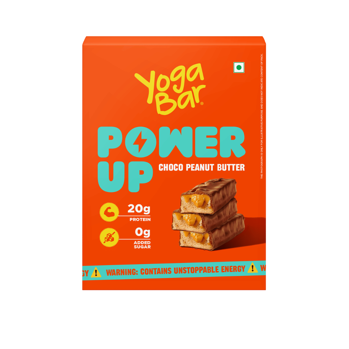 Yogabar Power Up 20g Protein Bar (5 Bars, No Added Sugar) | Least Net Carbs | Zero Added Sugar Protein Bars | High Protein Blend - Whey Protein Concentrate, Isolate, Peanuts & Soy | Healthy Protein Snacks