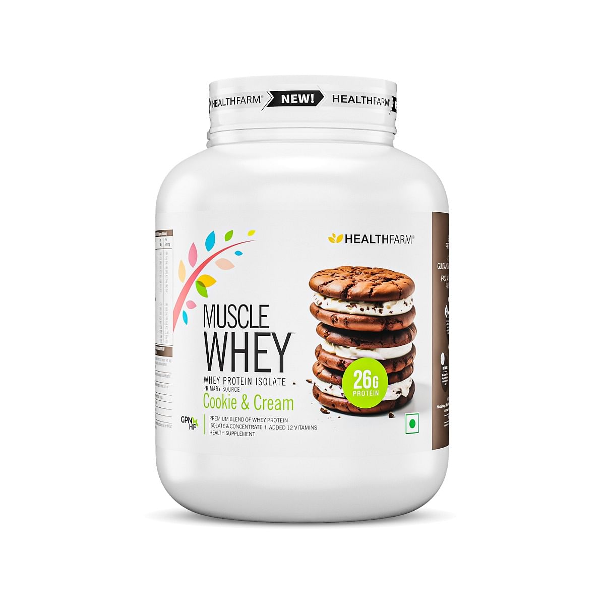 

Healthfarm Muscle Whey protein (Cookies and Cream, 2kg)
