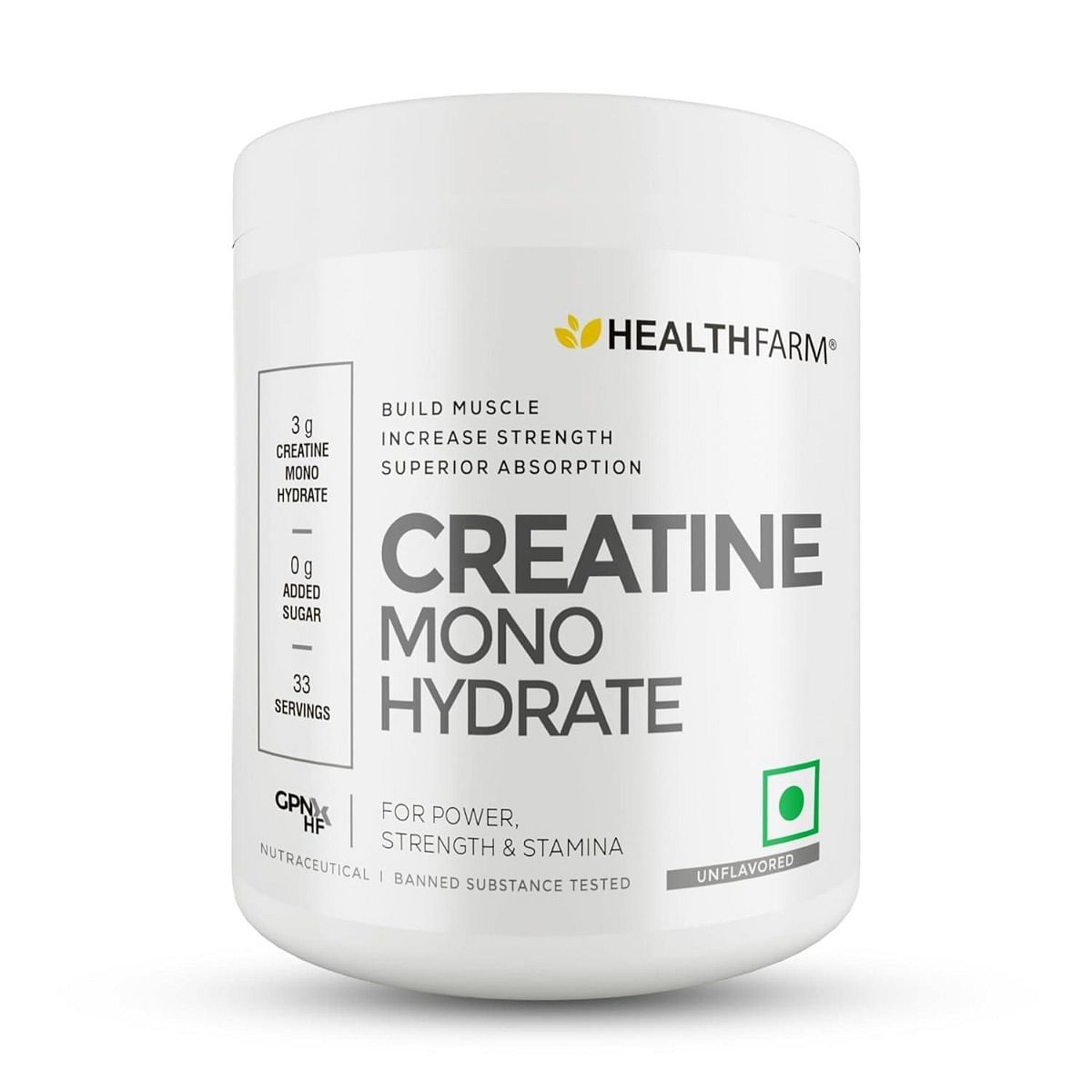 

Healthfarm Creatine Monohydrate Powder - 3g of Micronized Creatine Powder per Serving - (100 G)