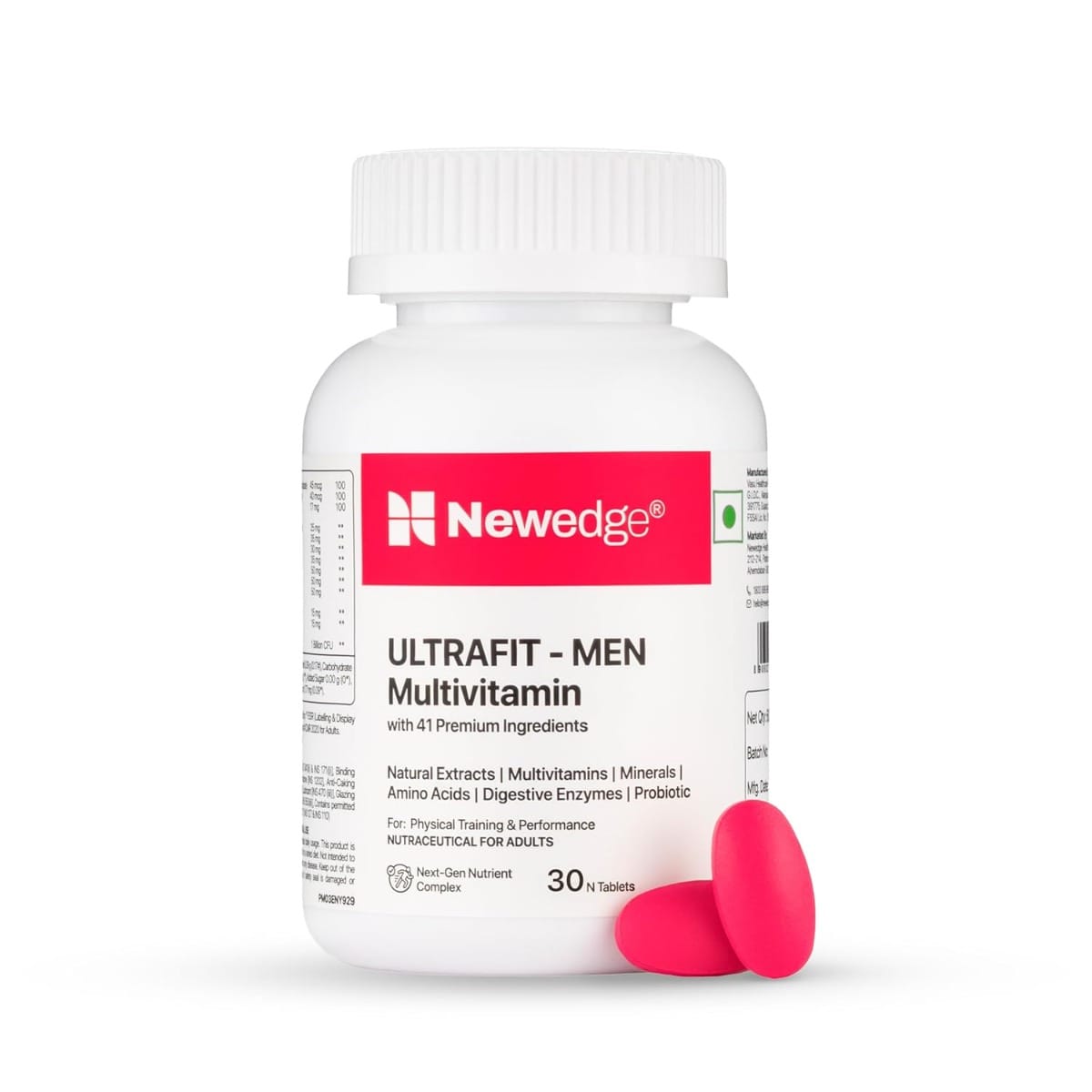 Newedge Ultrafit Multivitamin Tablet for Men 's Fitness | Multi Vitamin Tablet for Mens with 41 Premium Ingredients including Probiotics and Enzymes for Strength, Focus, Endurance & Vitality-picture-23