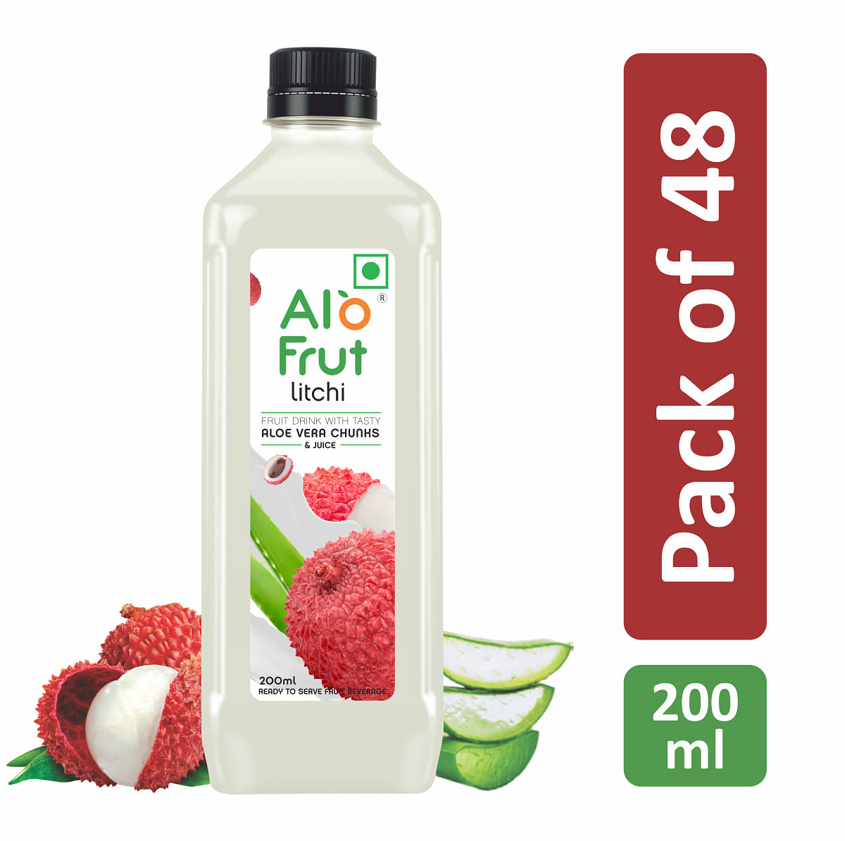 

Alo frut Litchi Fruit Drink with Tasty Aloevera Chunks & Juice -200ml (Pack Of 48)| Natural Goodness of Fruits and Aloevera Chunks | Ready-to-Serve...