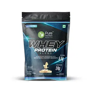 Pure Nutrition Whey Protein Blend, With Whey Protein Isolate And Concentrate, For Muscle Building, Lean Muscle Building, 34 Grams Of Protein Per Scoop. (Kulfi)