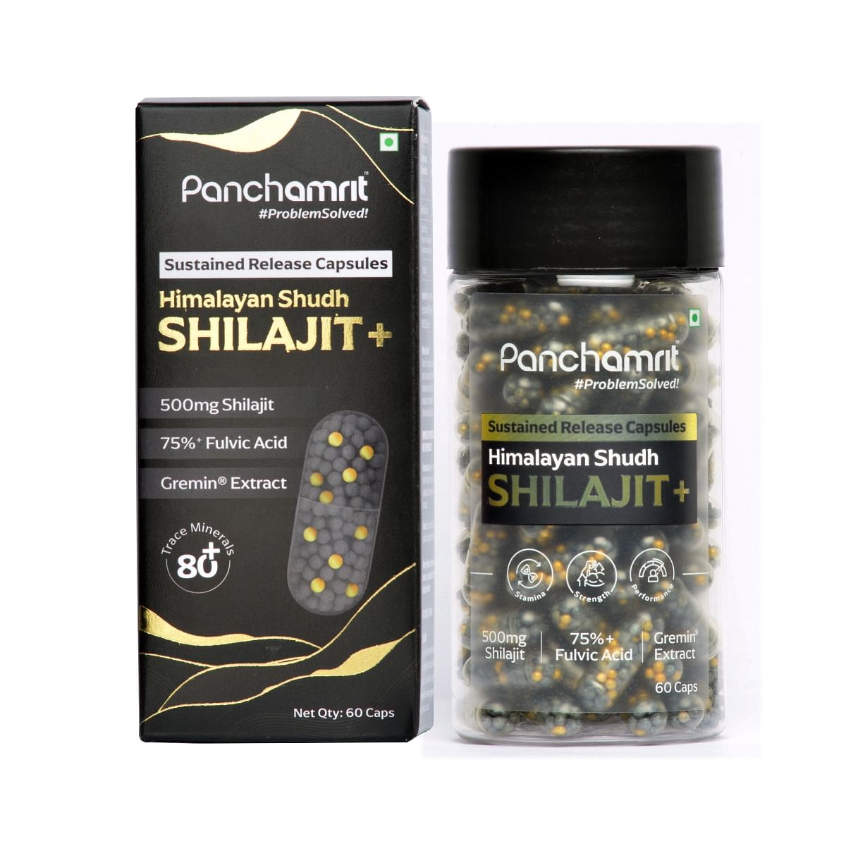 

Panchamrit 8 hrs Sustained Release Capsule 500mg Himalayan Shilajit+ with Gremin® Extract,75% Fulvic Acid,80+ Trace Minerals, 2.5x More Shilajit, D...