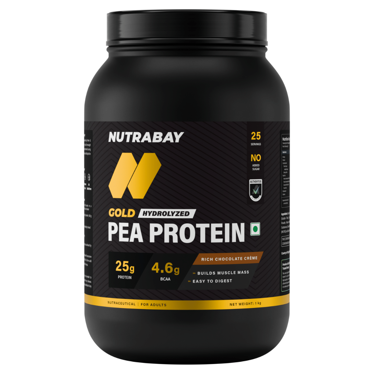 

Nutrabay Gold Pea Protein Powder | 25g Pea Protein, 4.6g BCAA, 5g Soluble Fiber, Healthy Fats | Rich Chocolate Crème Flavour | Faster Recovery & Sm...