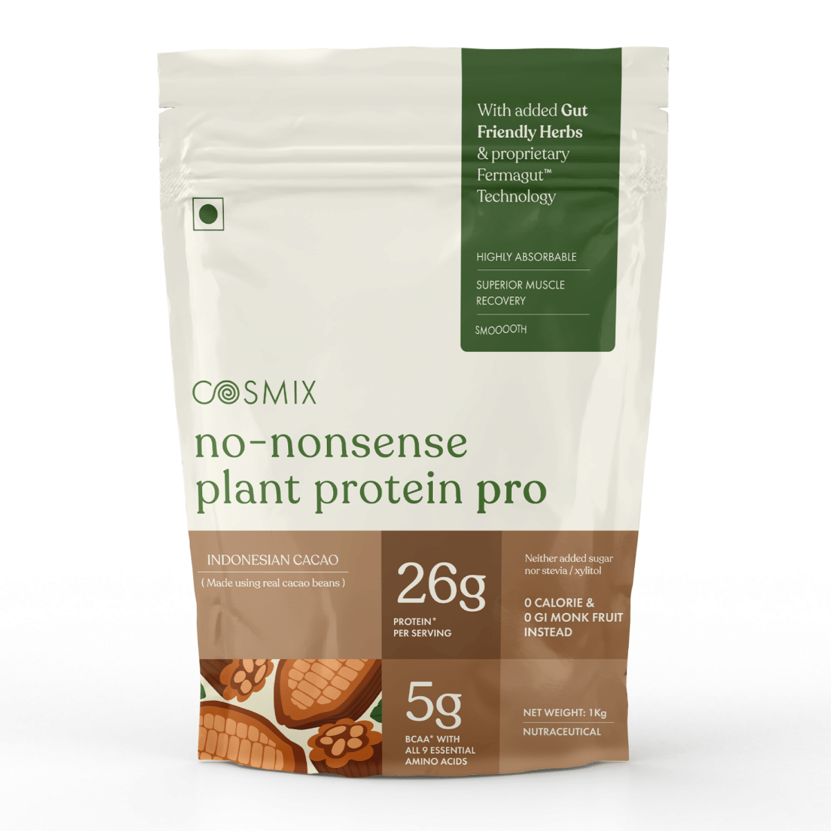 

Cosmix No-Nonsense Fermented Yeast Protein | 26 Protein/Serve, 1Kg Pouch | Indonesian Cacao (Chocolate) | Plant Protein as Smooth As Whey | PDCAAS ...