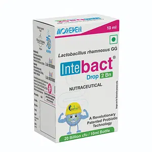 Morepen INTEBACT DROPS Probiotics Supplement for Digestive Health - 10 ml Pack