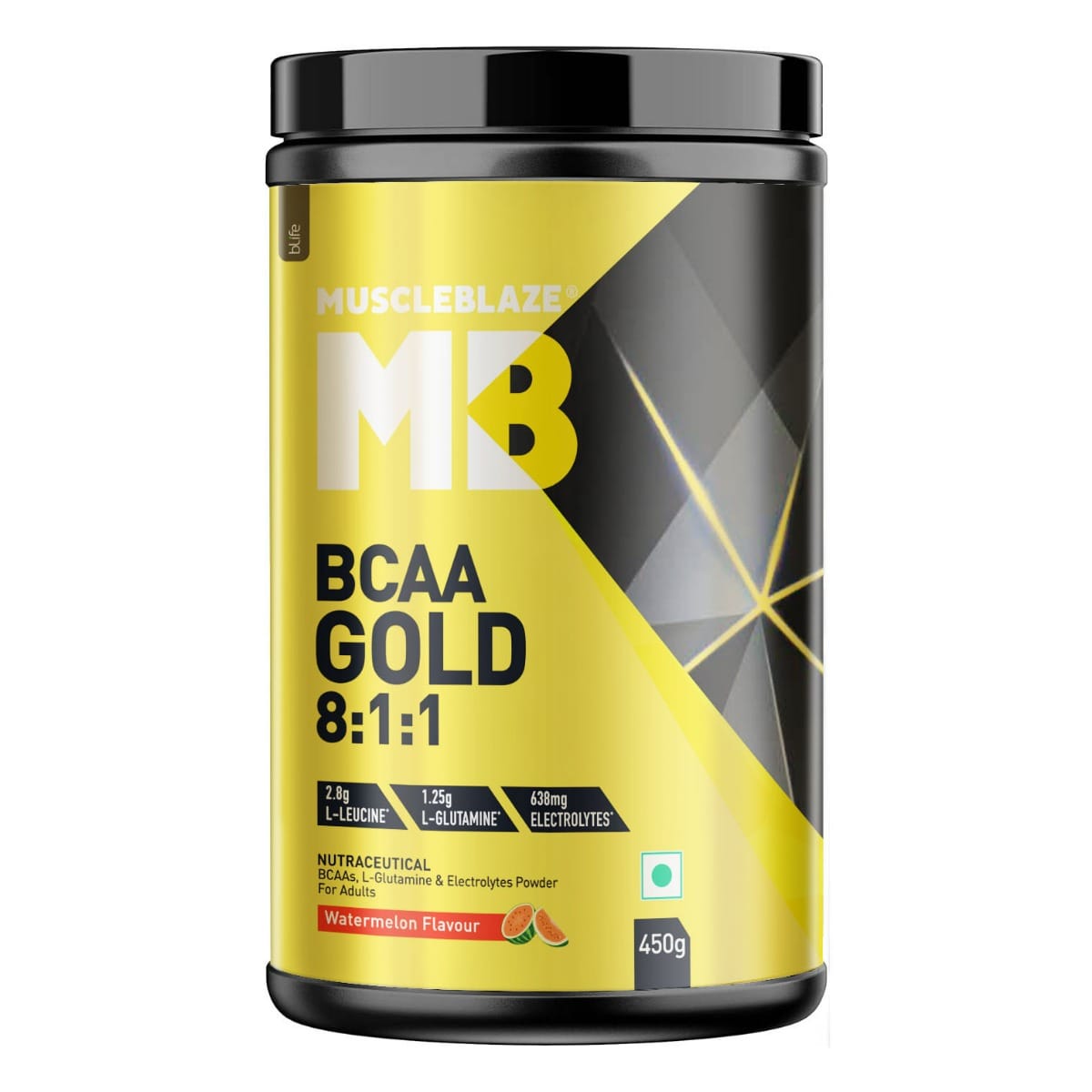 

MuscleBlaze BCAA Gold 8:1:1 | With Higher Leucine, Electrolytes & Glutamine (Watermelon, 450g, 60 Servings)