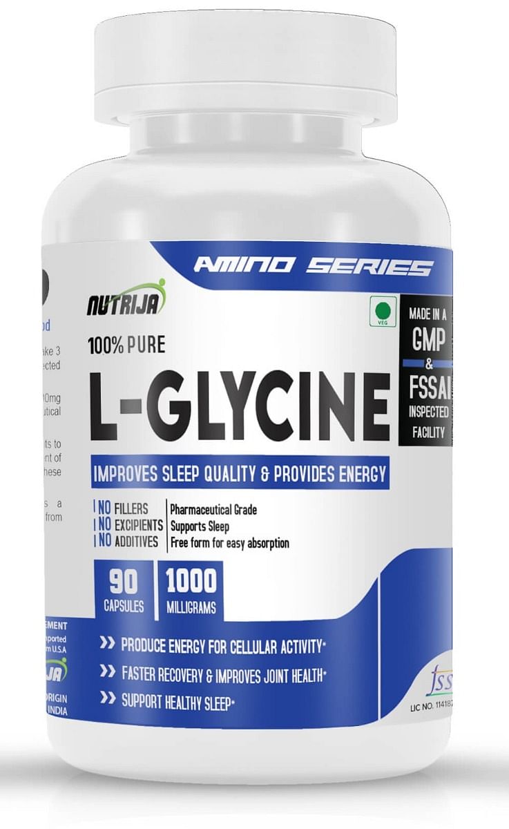 

NutriJa L-Glycine 1000mg Capsules - Support Healthy Sleep | Faster Recovery & Improves Joint (90 Capsules)