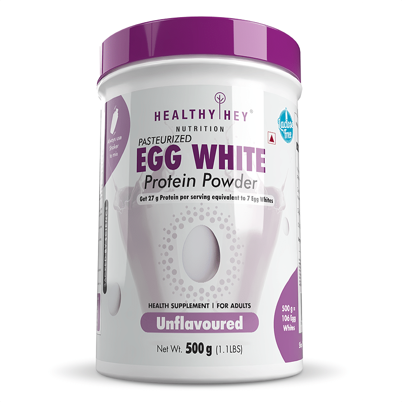 

HealthyHey 100% Egg White Protein - Instant Mix - 80% Protein - Non GMO & Lactose Free - 500g (Unflavoured)
