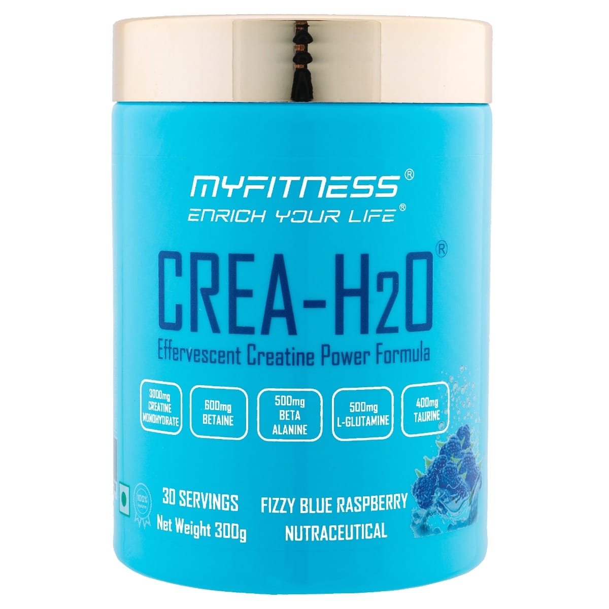 MYFITNESS ® CREA-H2O Creatine Monohydrate 30 Servings| 3000mg Creatine Monohydrate|600mg Betaine|500mg Beta Alanine|500mg L-Glutamine|600mg Electrolyte Blend| 300gms