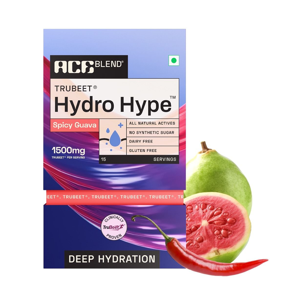 

Ace Blend Hydro Hype™ 15 sachets - Spicy Guava | Proven To Increase Energy & Blood Flow | Instant Hydration | Full-Spectrum Electrolytes | 100% Nat...