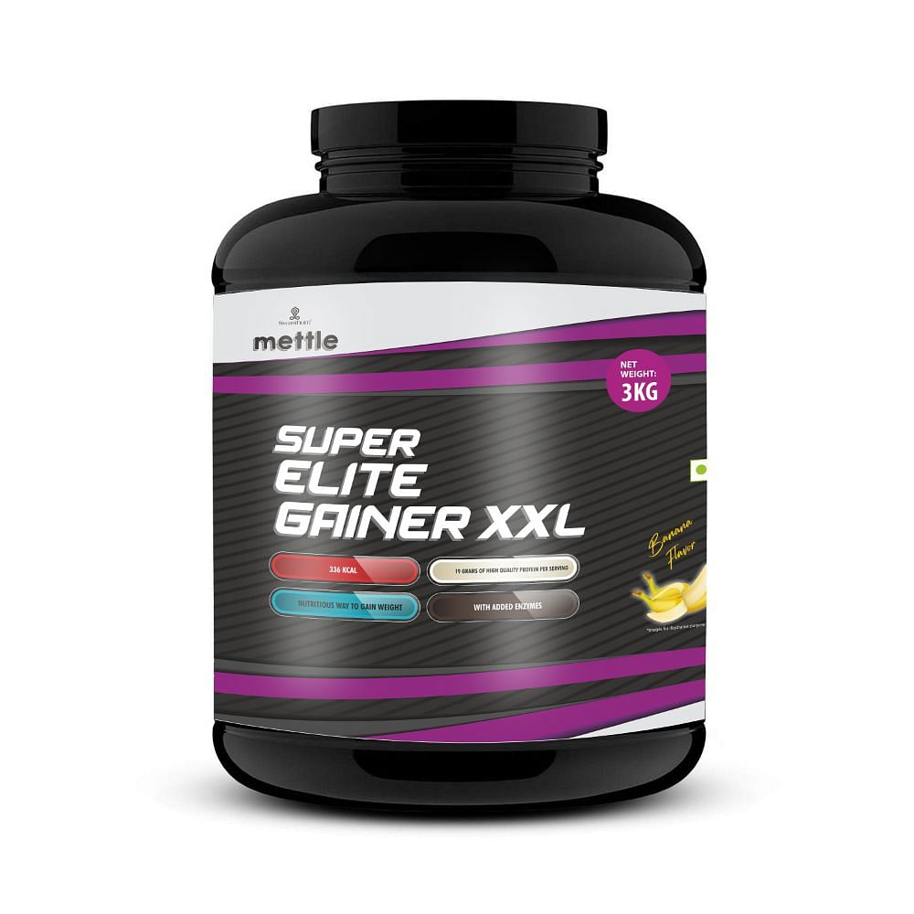 

Getmymettle Super Elite Gainer XXL (per 100g <energy 378kcal,protein 21g,carbohydrate 69g) Banana 3kg