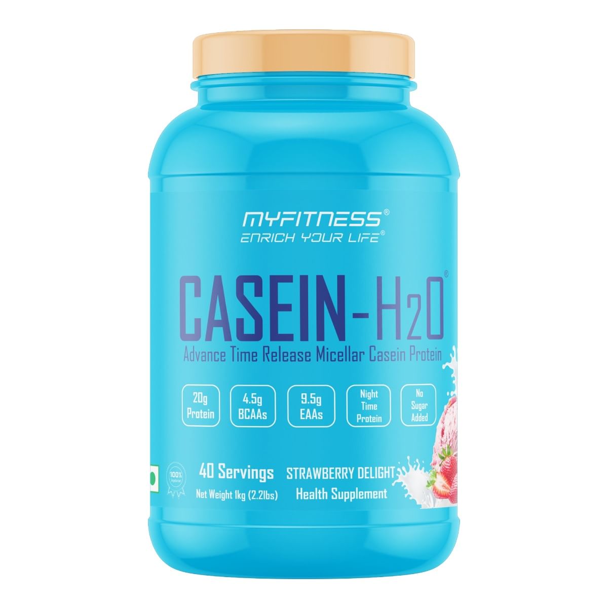 

MYFITNESS ® CASEIN-H2O 1kg |Night Time Casein Protein Powder |20g Protein Per Serving |4.5g BCAAs |9.5g EAAs |No Sugar Added |Advance Time Release ...