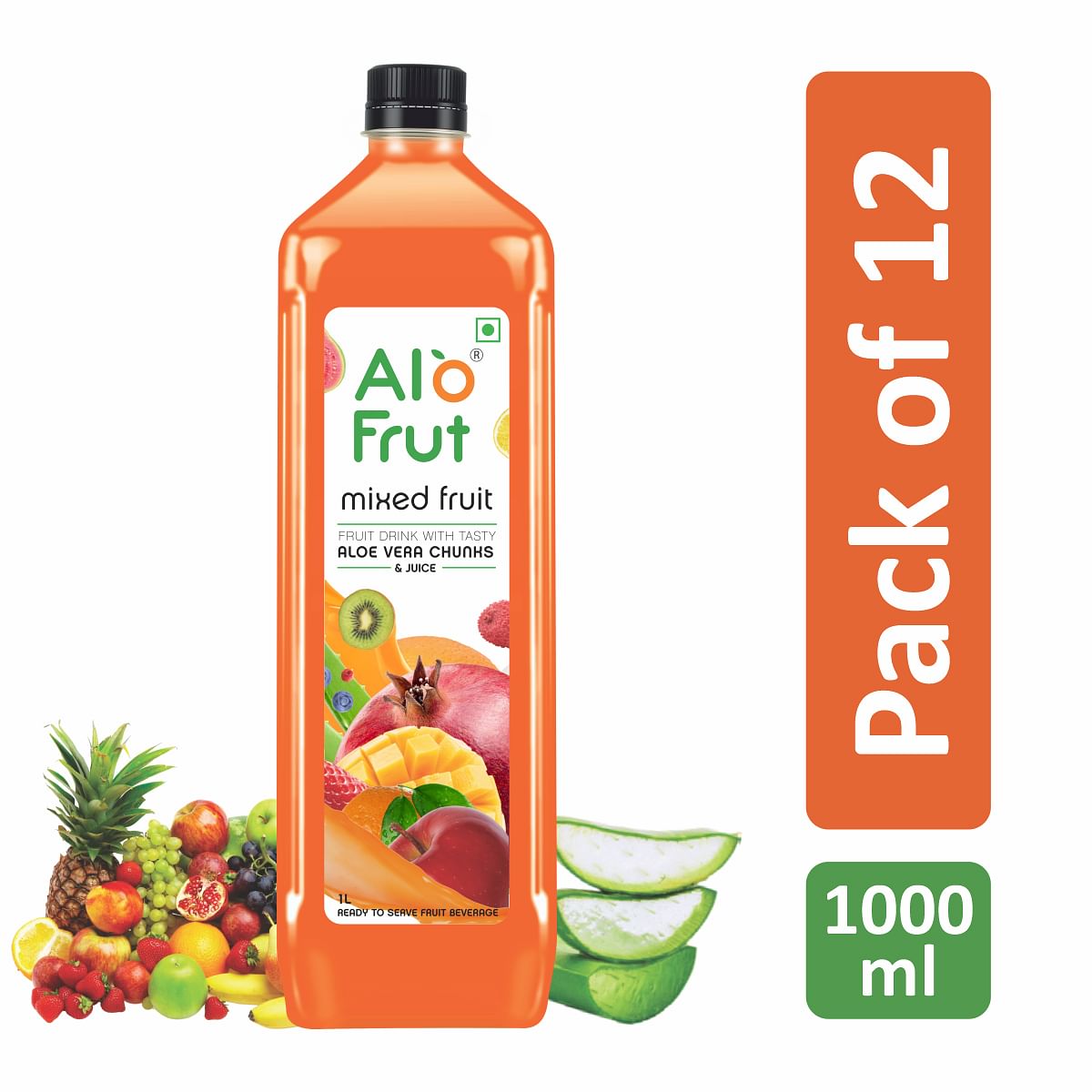 

Alo frut Mixed Fruit Drink with Tasty Aloevera Chunks & Juice -1000ml (Pack of 12) | Goodness of Fruits and Aloevera | Ready-to-Serve Fruit Juice| ...