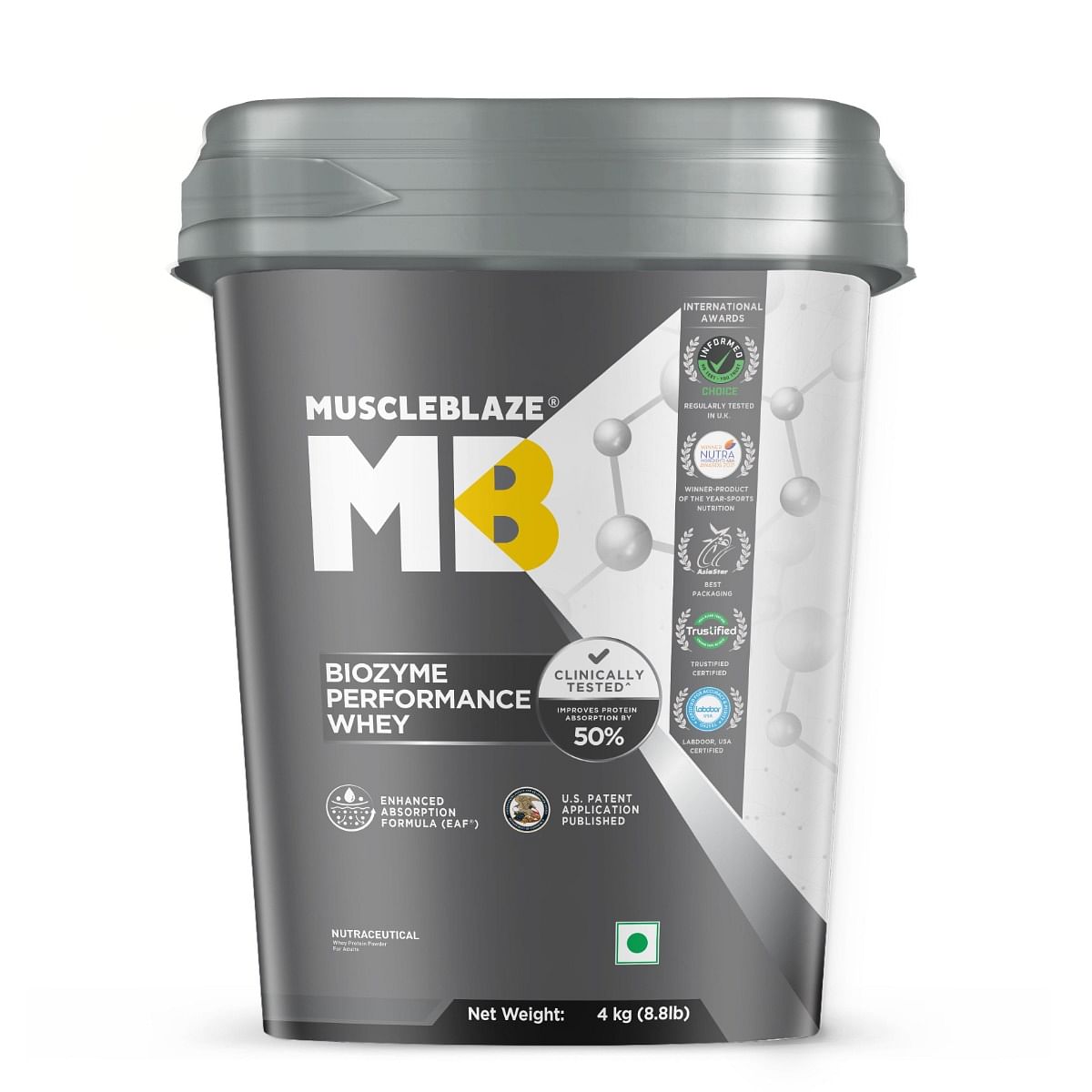 

MuscleBlaze Biozyme Performance Whey Protein | Clinically Tested 50% Higher Protein Absorption | Informed Choice UK, Labdoor USA Certified & US Pat...