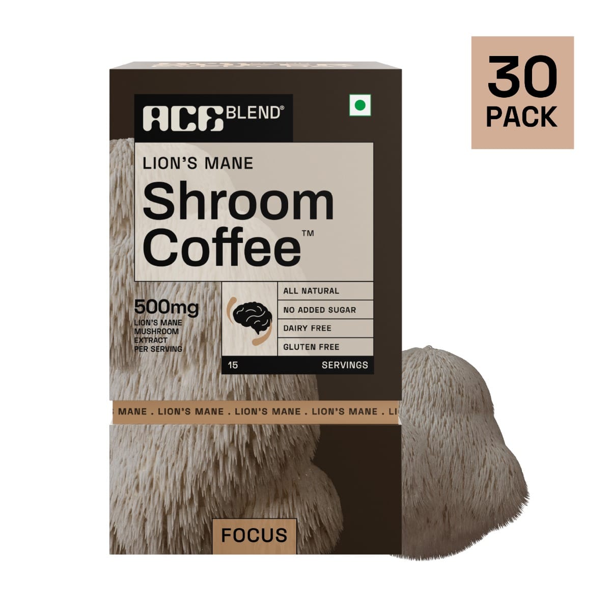 Ace Blend Lions Mane SHROOM COFFEE™ | Mushroom Coffee | KSM 66 Ashwagandha | L-Theanine | MCT | Focus | Memory | 100% Arabica | Instant Black Coffee | Keto | Cold/Hot Brew