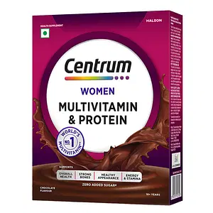 Centrum Women Multivitamin & Protein, Health Drink (Chocolate)| 24 Vitamins, Minerals to support Overall Health (Veg)| World's #1 Multivitamin