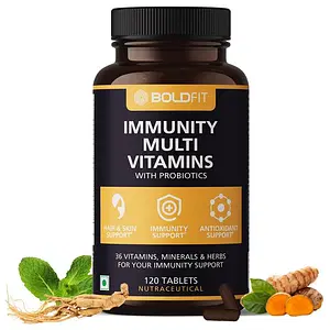 Boldfit Multivitamin For Men & Women With Probiotics Vitamin C, E, Zinc - Multvitamin Tablets For Immunity, Biotin, Healthy Hair, Skin & Nails