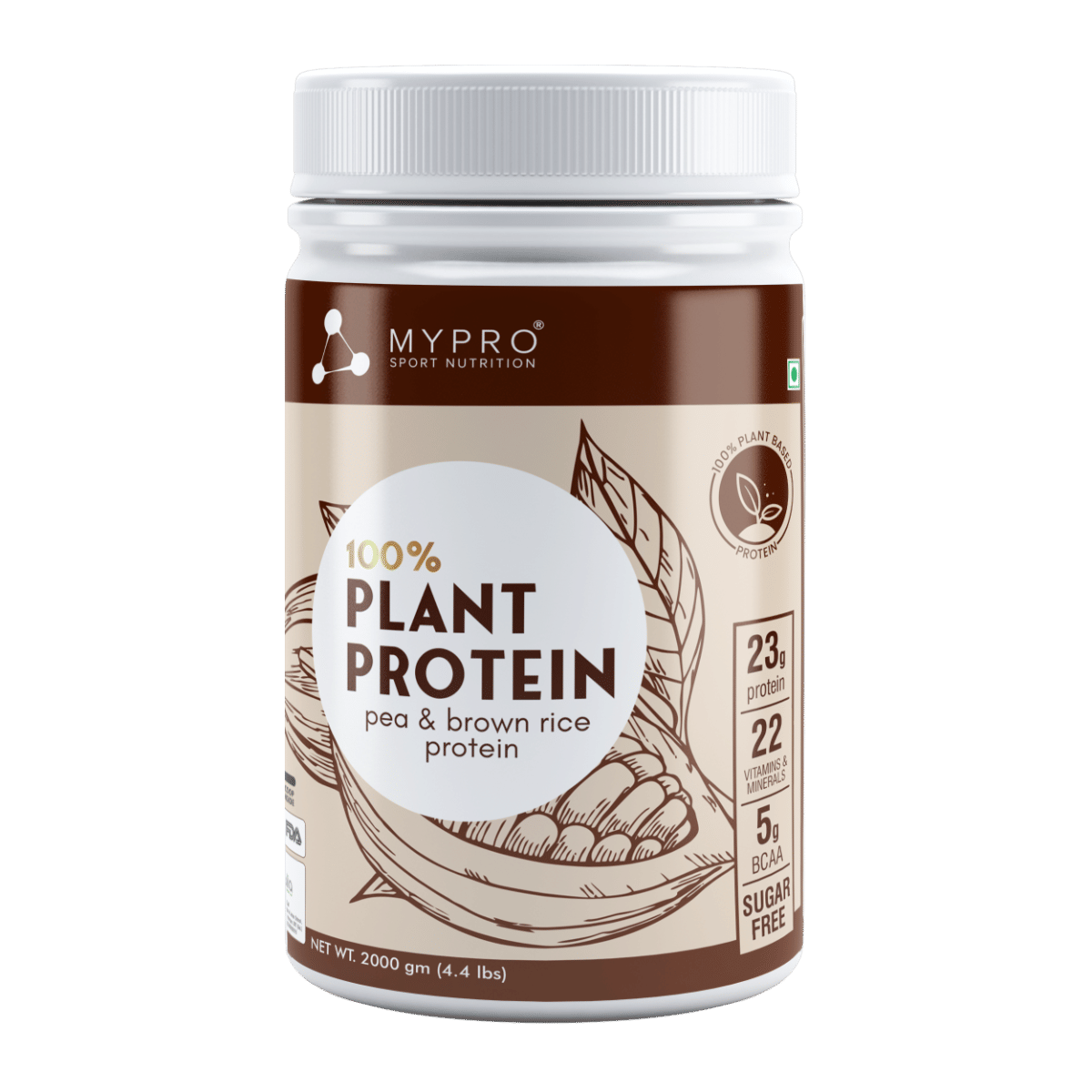 

Mypro Sport Nutrition Plant Protein Powder Pea & Brown Rice Protein (23g protein,22 Vitamins & minerals,5g BCAA) Plant Based Vegan Protein Men & Wo...