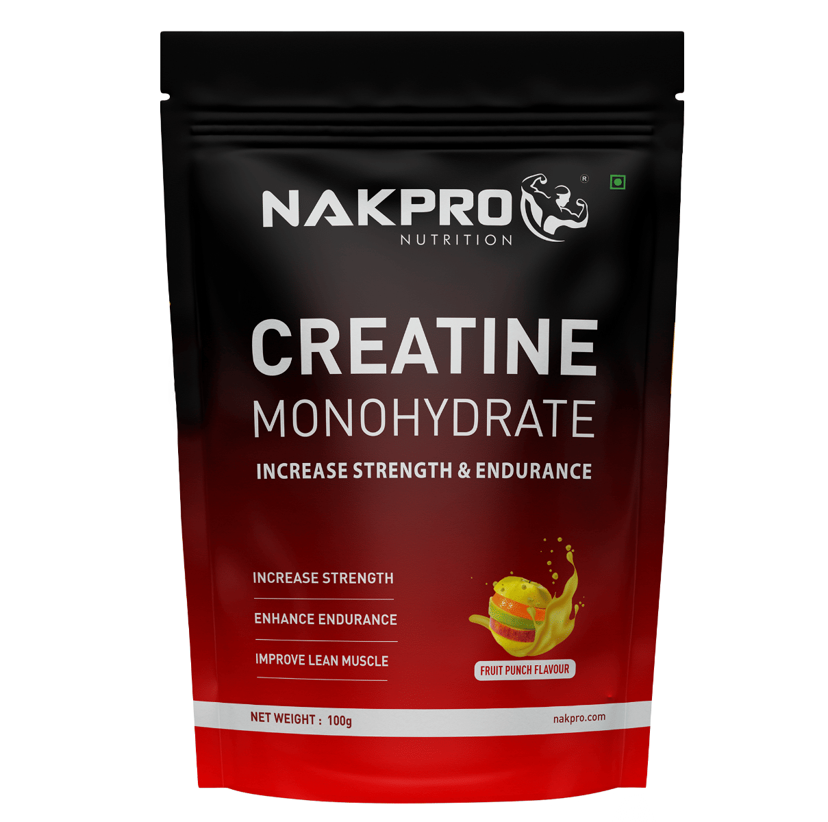 

NAKPRO Micronized Creatine Monohydrate Powder Increases Strength Endurance & Energy, Supports Muscle Recovery For Pre/Post Workout (Fruit Punch, 100G)