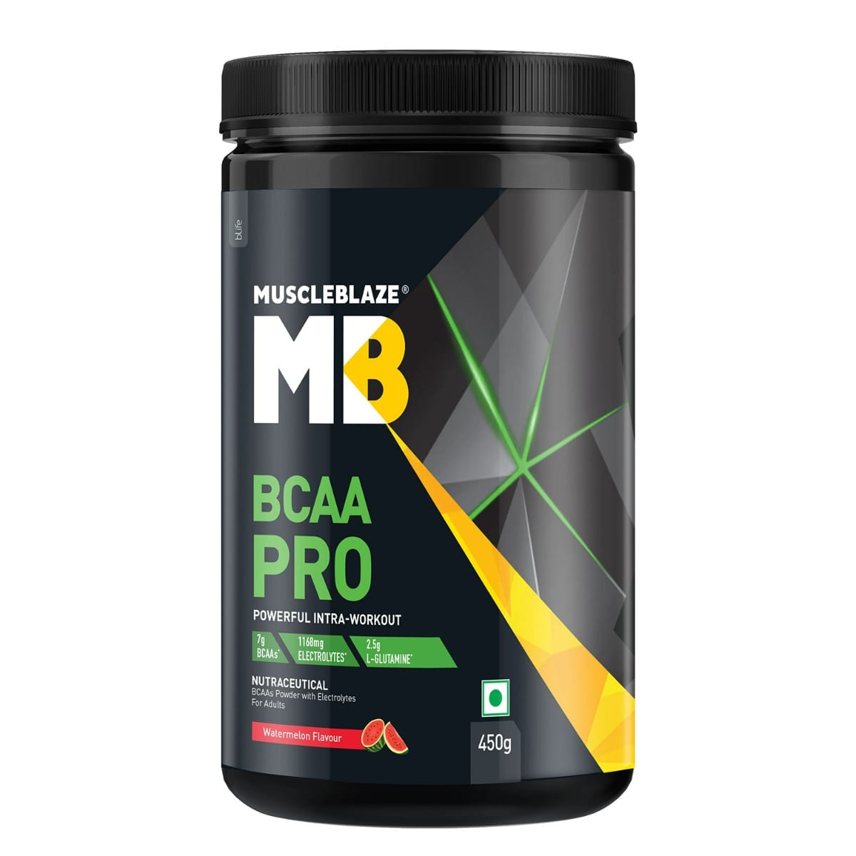 

MuscleBlaze BCAA Pro Powder, Powerful Intra Workout | With 7g BCAAs, 1168mg Electrolytes & 2.5g Glutamine (Watermelon, 450g, 30 Servings)