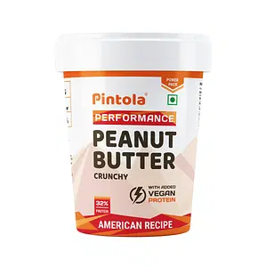 Pintola American Recipe Performance Series Peanut Butter (Crunchy) | Vegan Protein | 32% Protein | High Protein & Fiber