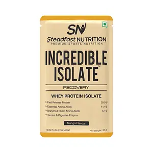 Steadfast Nutrition Incredible Isolate Whey Isolate Protein | 100% Pure Isolate Powder with 25g Protein | Muscle Building & Weight Loss Supplement | Instant muscle recovery (Mango)