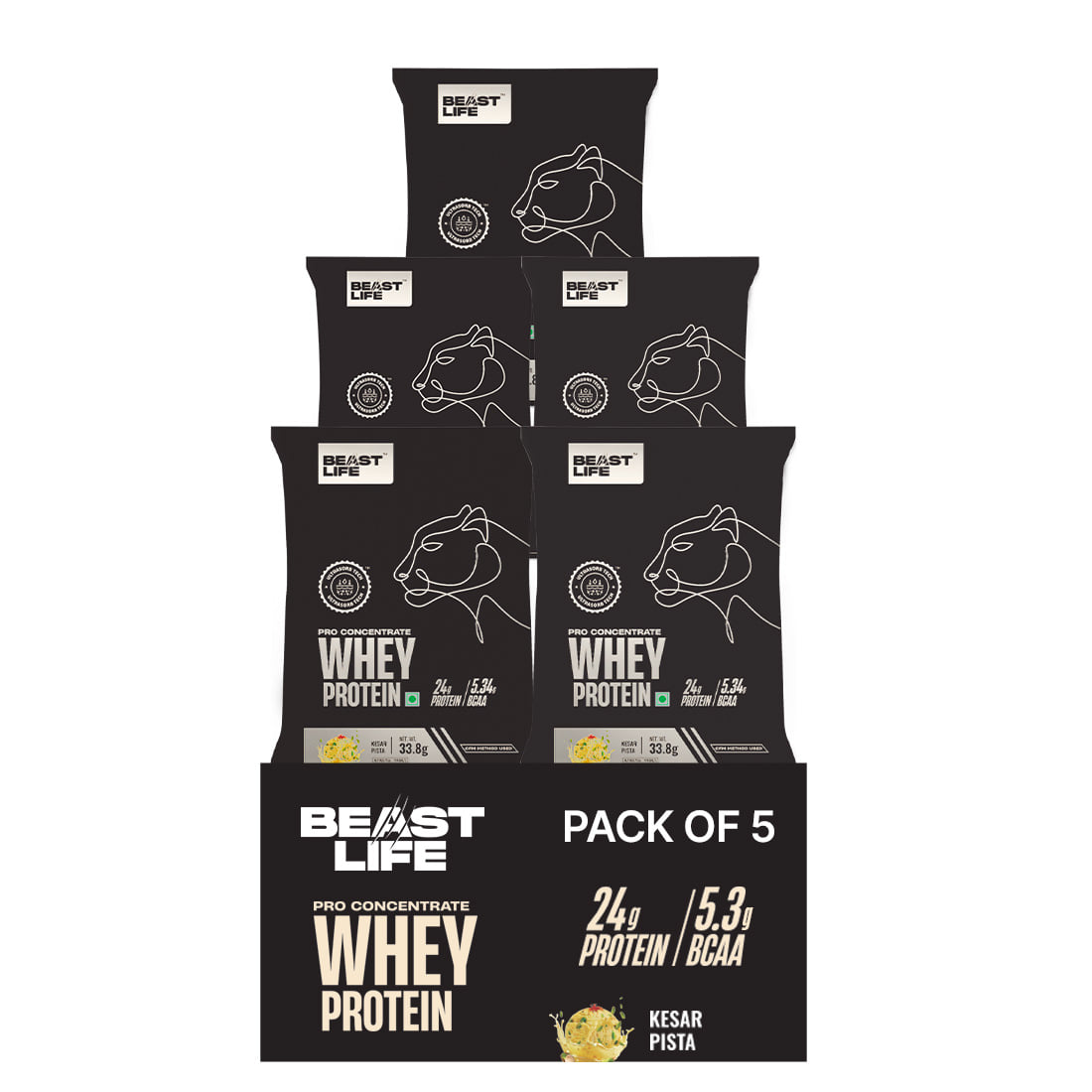BeastLife Whey Protein Powder sachet Kesar Pista flavour 5 Serving With ...