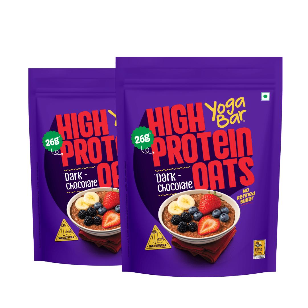 

Yogabar High Protein Oats Dark Chocolate | 26g Protein per 100g | No Refined Sugar | 1kg Resealable Pack (Pack of 2)