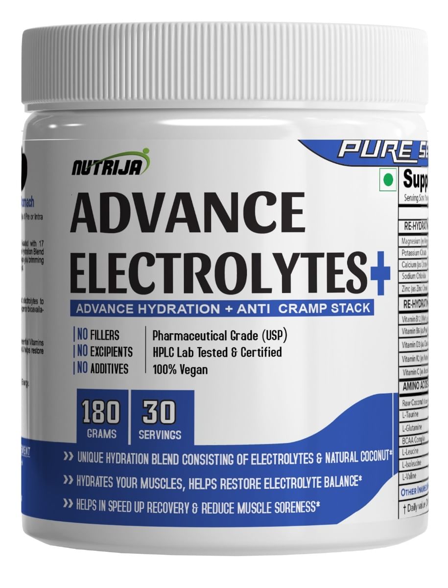 

NutriJa Advance Electrolytes Advance Hydration Anti Cramp Stack Provides Energy Enhance Performance & Endurance (Mango) - 360g (Pack of 2)