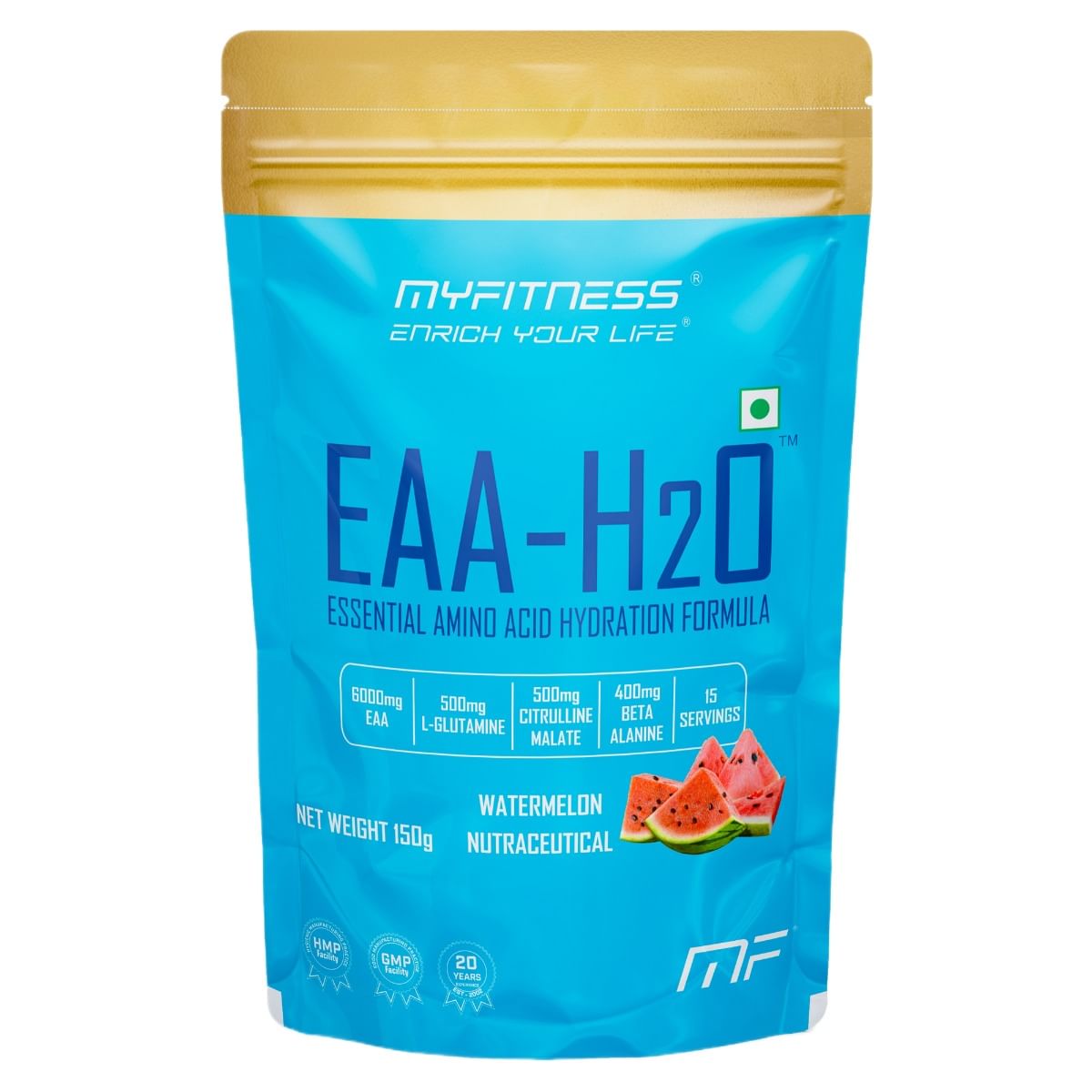 

MYFITNESS EAA H2O | 6000mg EAA | 850mg Electrolyte Blend | 500mg L-Glutamine | 500mg Citrulline Malate | 400mg Beta Alanine | 200mg Taurine | EAA S...