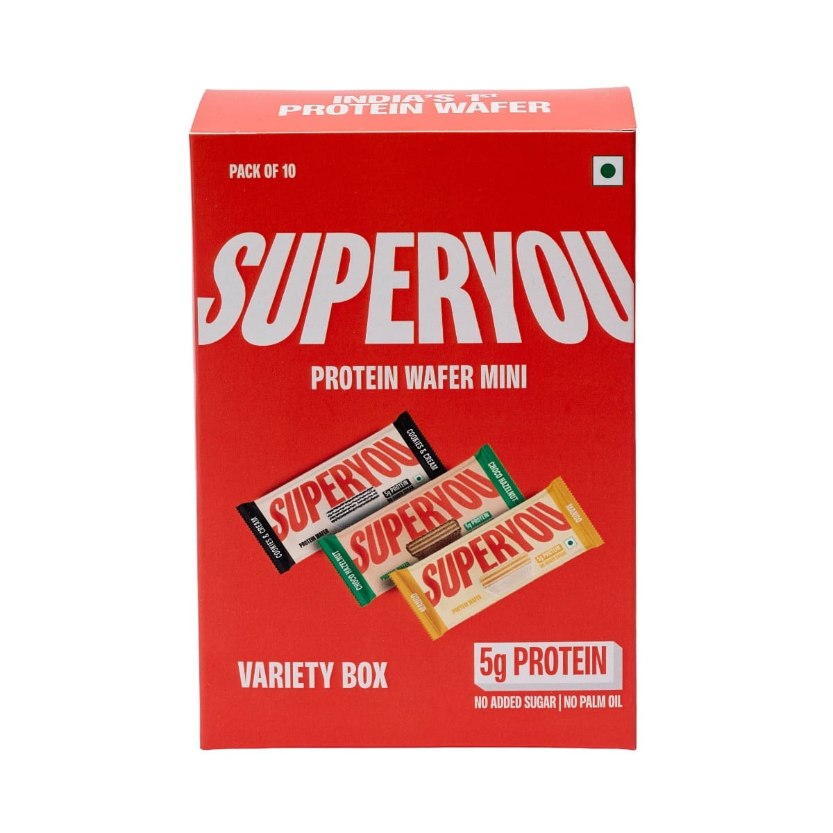 Superyou Assorted Protein Wafer Mini Bars| 5g Protein | Made with Atta & Jowar | No Added Sugar | Yeast Fermented Protein | Energy Bars | 100% Vegetarian |No Palm Oil
