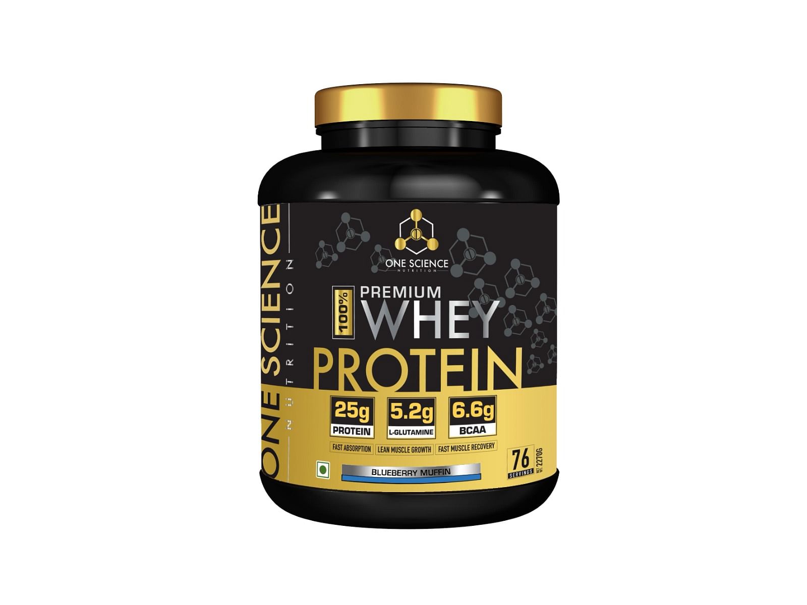 

One Science Nutrition (OSN) Premium Whey Protein | 76 Serving | 25g Protein | Blueberry Muffin Flavour | Muscle Recovery | Fast Absorption 2.27kg