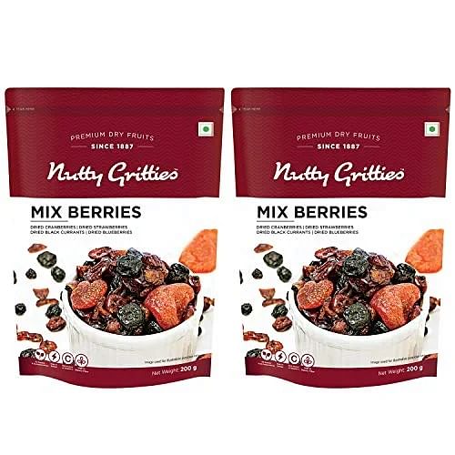 

Nutty Gritties Mix Berries - Dried Cranberries, Blueberries, Strawberries, Black Currants - Healthy Snack for kids and adults - 200g ( Pack of 2 )