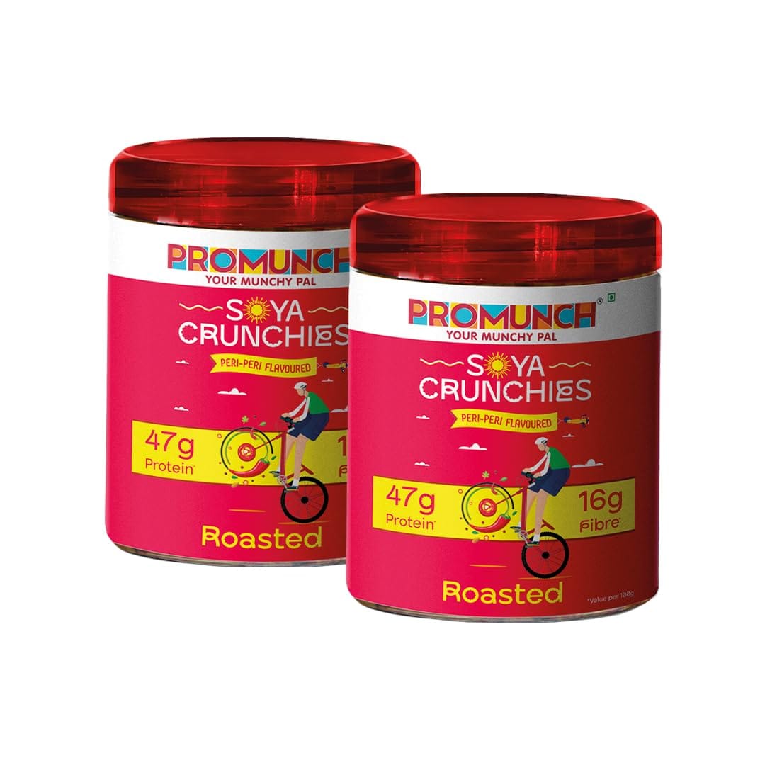 

PROMUNCH Soya Crunchies | Vegan | High-Protein | Healthy | Gluten-Free | Pack of 2, Flavour: Per-Peri, 150 g Each