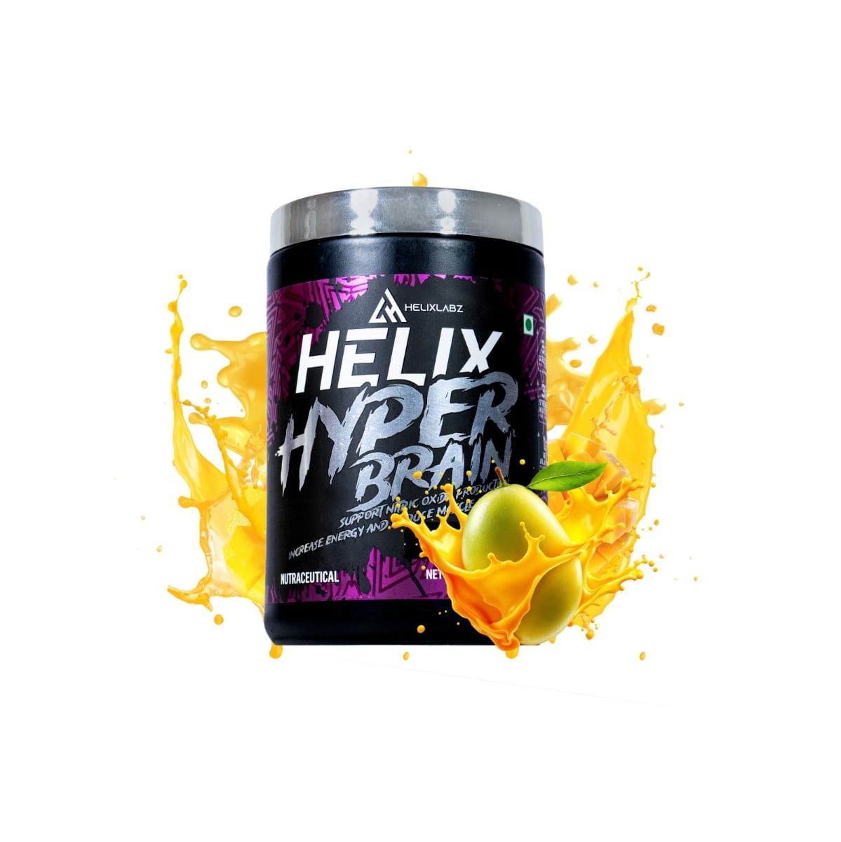 

Helixlabz Hyper Brain Preworkout Improve Muscle Growth |2000 Mg Caffein & Beta alanine 1000mg| Mango | 180 Gm