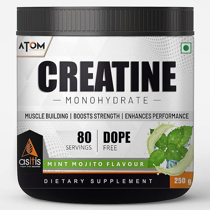 

AS-IT-IS ATOM Creatine Monohydrate 250g | Mint Mojito | 80 Servings | Dope Free | Enhances Performance | Promotes Muscle Gains