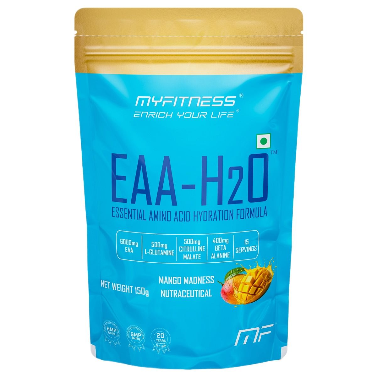

MYFITNESS EAA H2O | 6000mg EAA | 850mg Electrolyte Blend | 500mg L-Glutamine | 500mg Citrulline Malate | 400mg Beta Alanine | 200mg Taurine | EAA S...