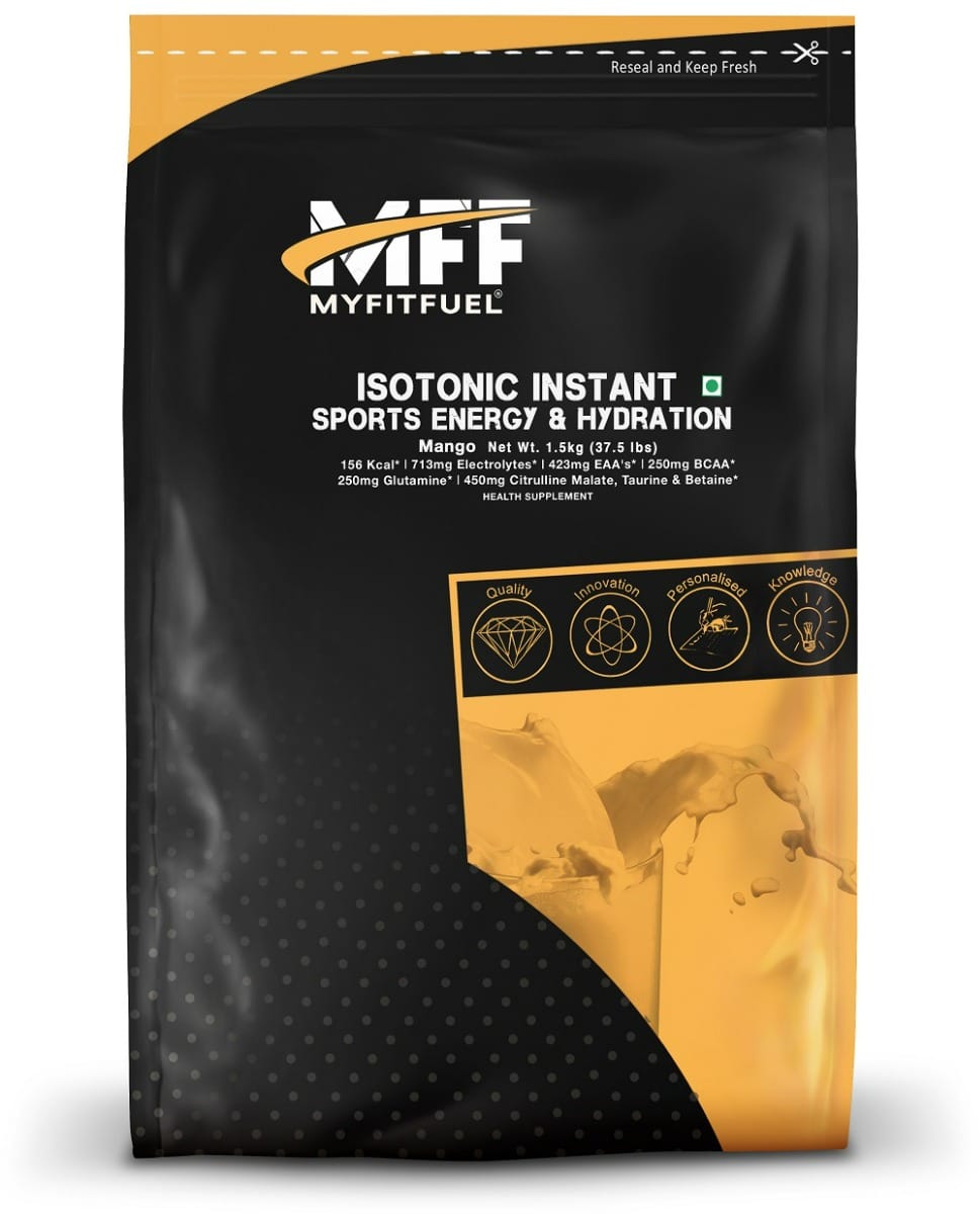 

MyFitFuel Isotonic Instant Sports Energy Hydration+ BCAA, EAA, 17 Ingredient- 1.5kg, Mango