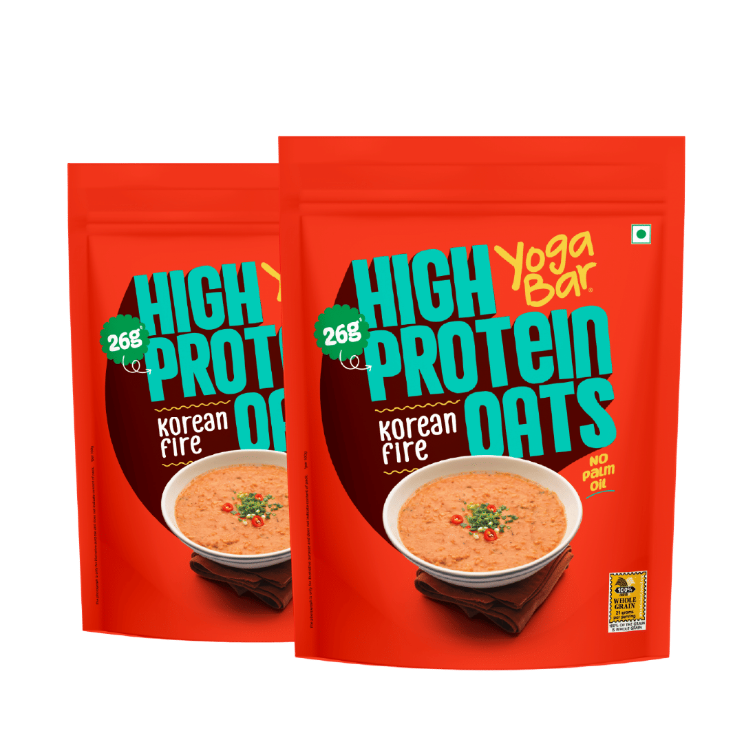 

Yogabar High Protein Oats Korean Fire | 26g Protein per 100g | No Refined Sugar | 1kg Resealable Pack (Pack of 2)