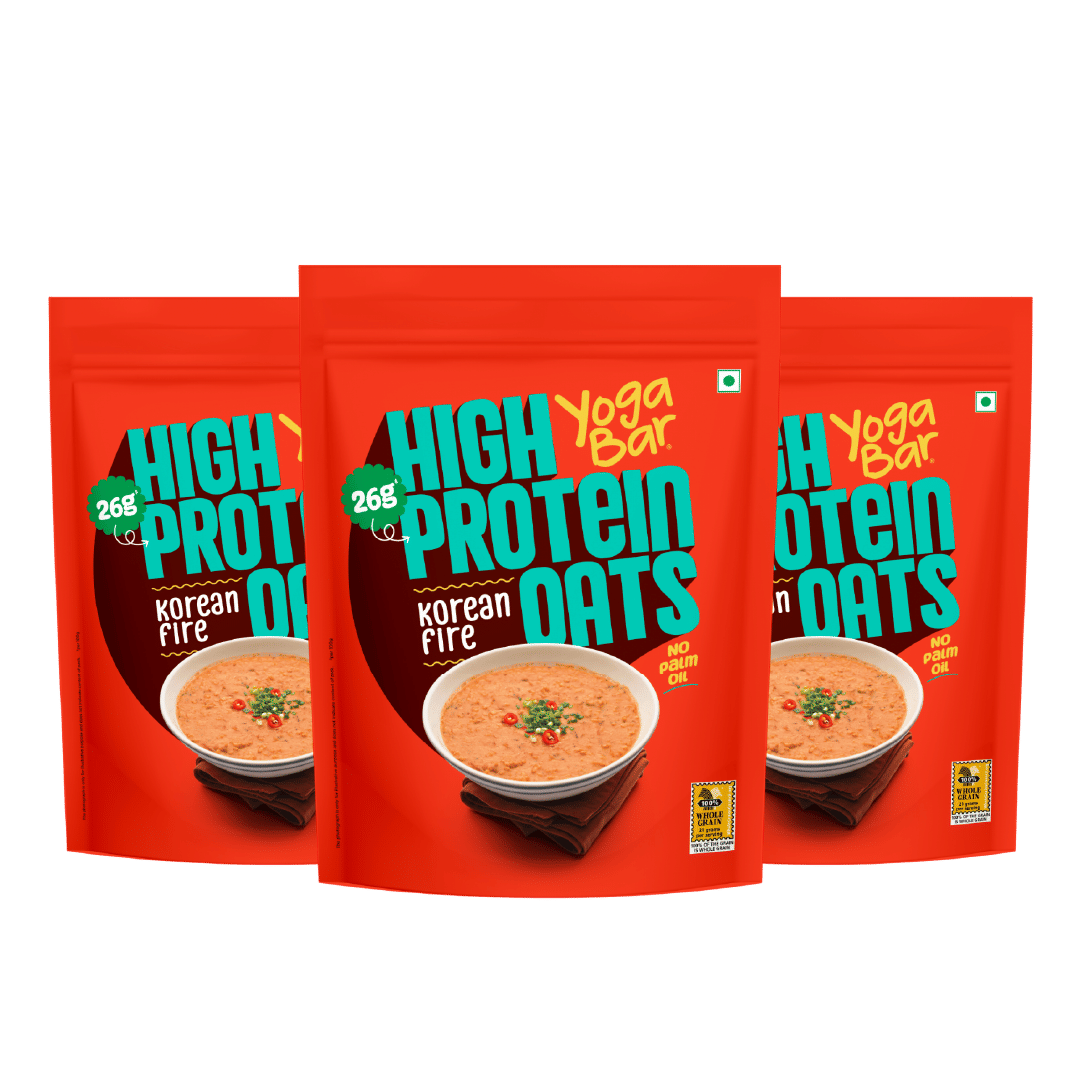 

Yogabar High Protein Oats Korean Fire | 26g Protein per 100g | No Refined Sugar | 1kg Resealable Pack (Pack of 3)