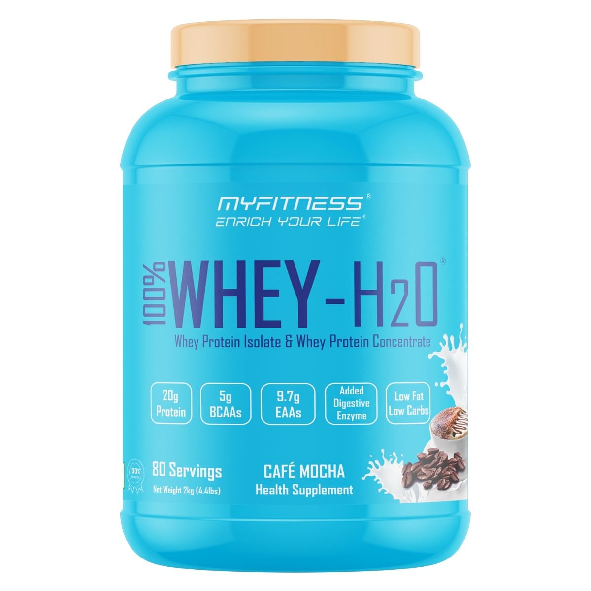 

MYFITNESS ® 100% WHEY-H2O 80 Servings |Whey Protein Powder| Whey Protein Isolate First Source Whey Protein Concentrate Second Source|80% Protein Pe...