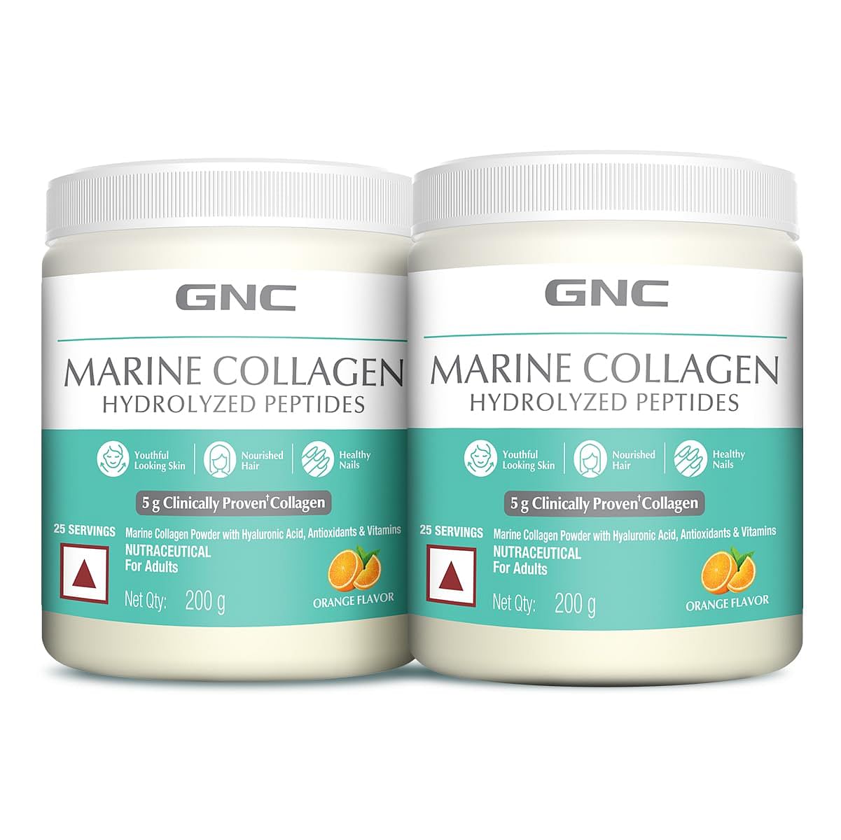 

GNC Marine Collagen | 200 Gm (Pack of 2) | Type 1 & Type 3 Collagen | Hydrolyzed Peptides |Hyaluronic Acid|Biotin |Vitamin C &E |Grape Seed Extract...